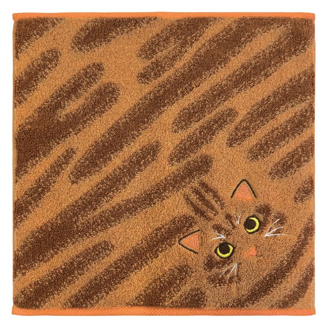 【今治毛巾】Uchinoko 我的小貓緹花手帕/棕色虎斑貓